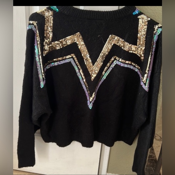 TOPSHOP black sequined sweater - Picture 3 of 4